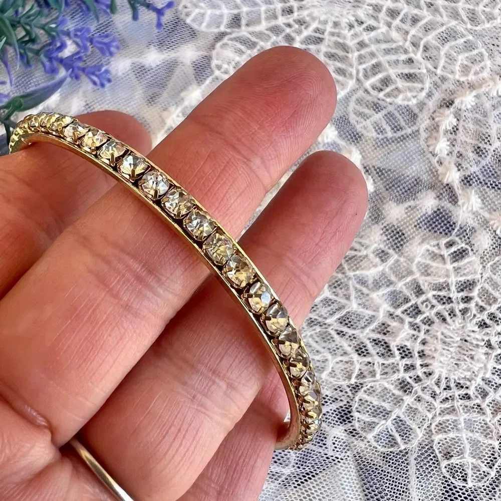 Cute Gold Rhinestone Bangle